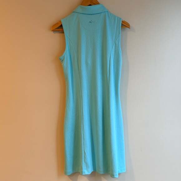 Greg Norman Women's Sleeveless Golf Dress Aqua Blue Leaf Quarter Zip Size M - Picture 6 of 10